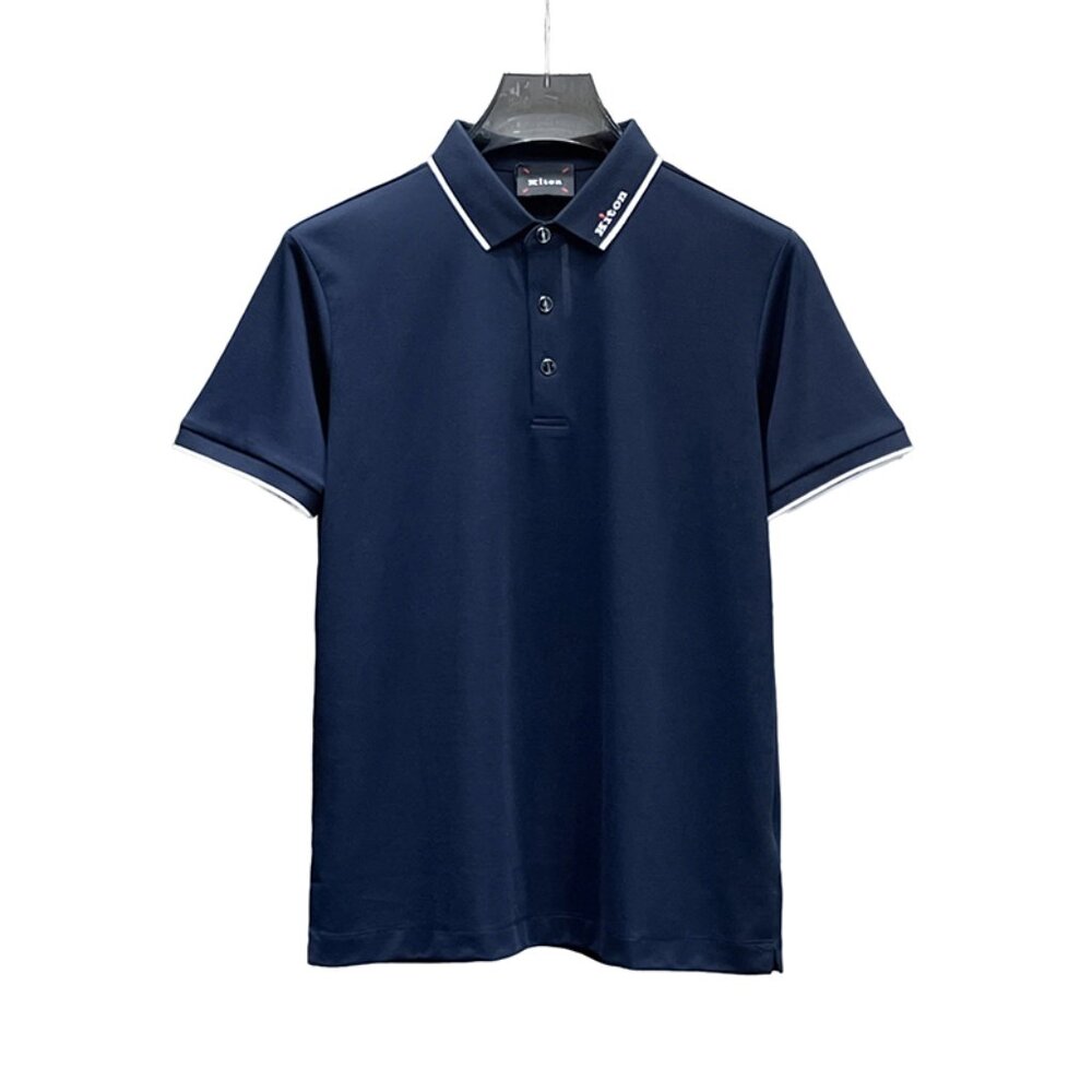 Kiton Navy Blue Contrast Polo Shirt
